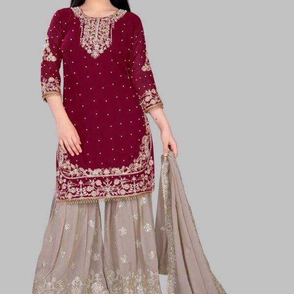 Girls Georgette Sharara Kurti Set – Festive Ethnic Wear Every Occasion